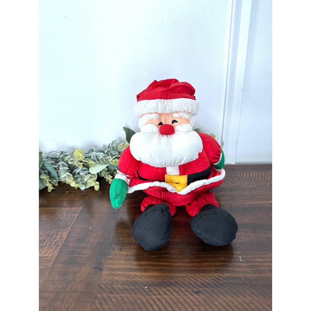 Vintage Nylon Santa Claus Hallmark Puffy Parachute stuffed Christmas - Picture 1 of 9